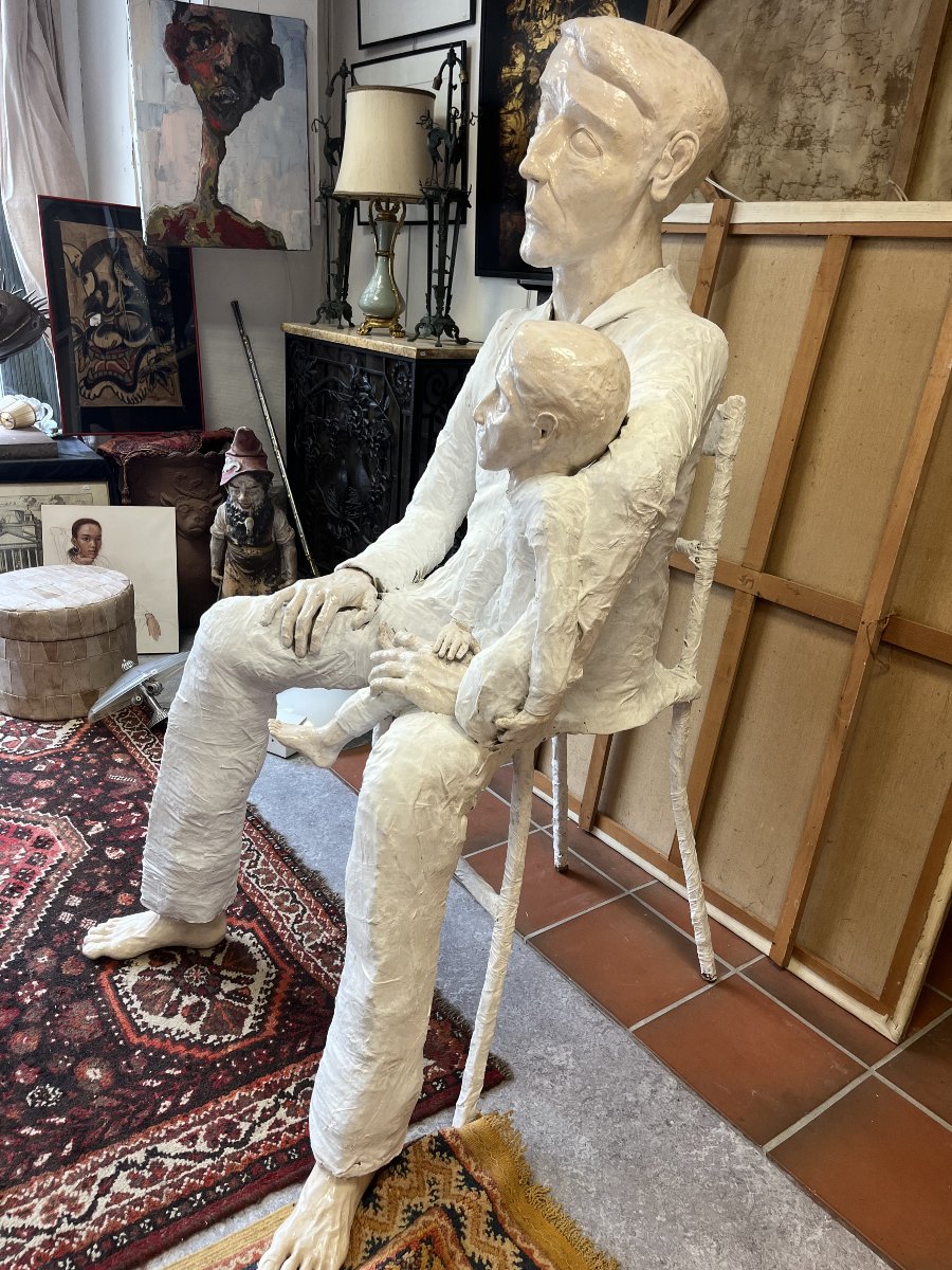 Importante sculpture : Père et fils-photo-3