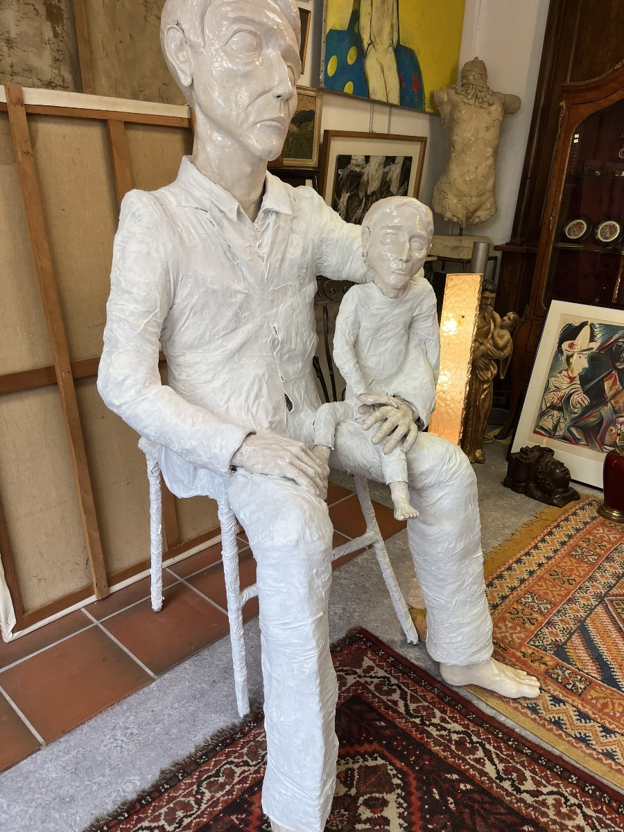 Importante sculpture : Père et fils-photo-2