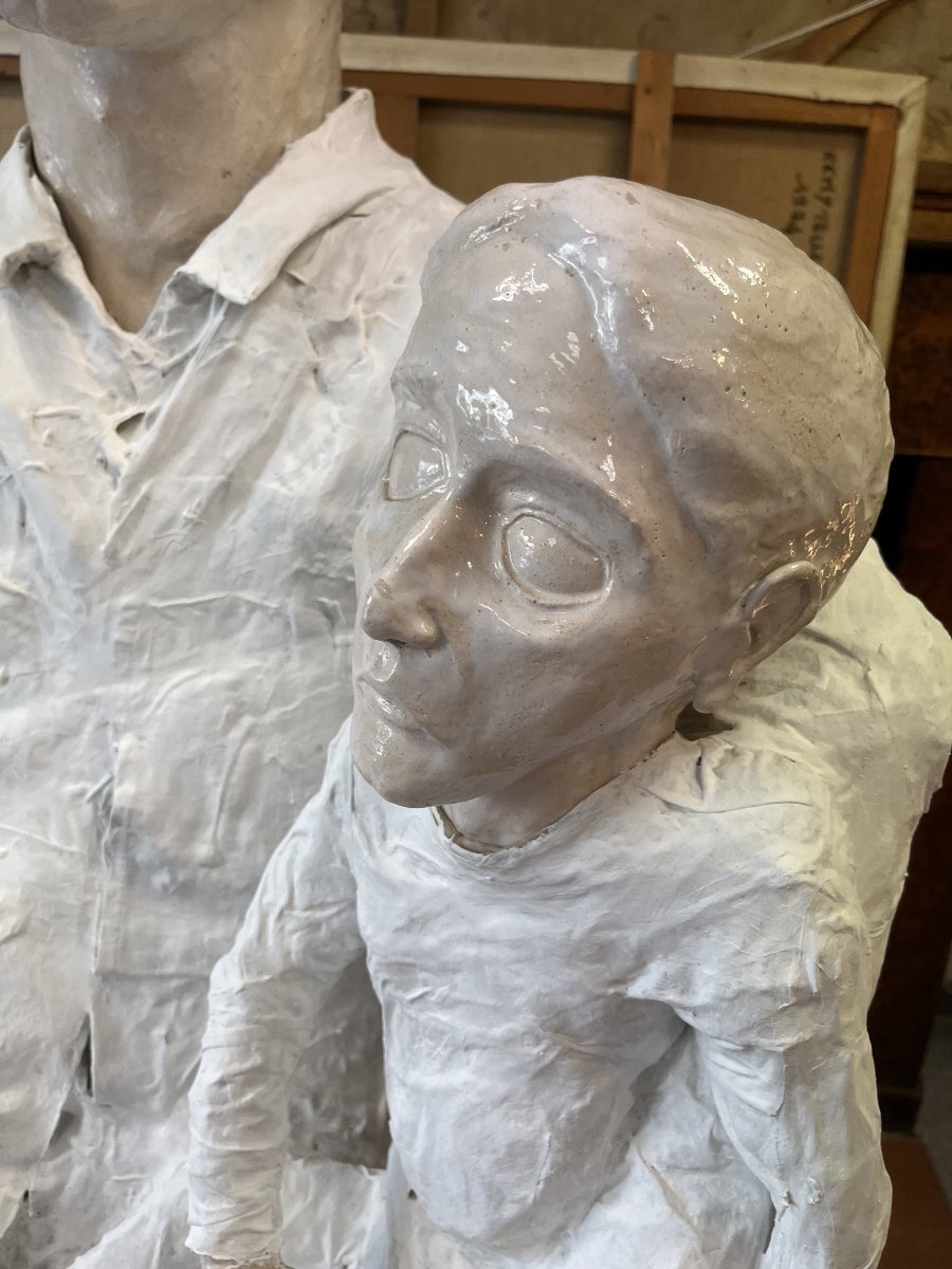 Importante sculpture : Père et fils