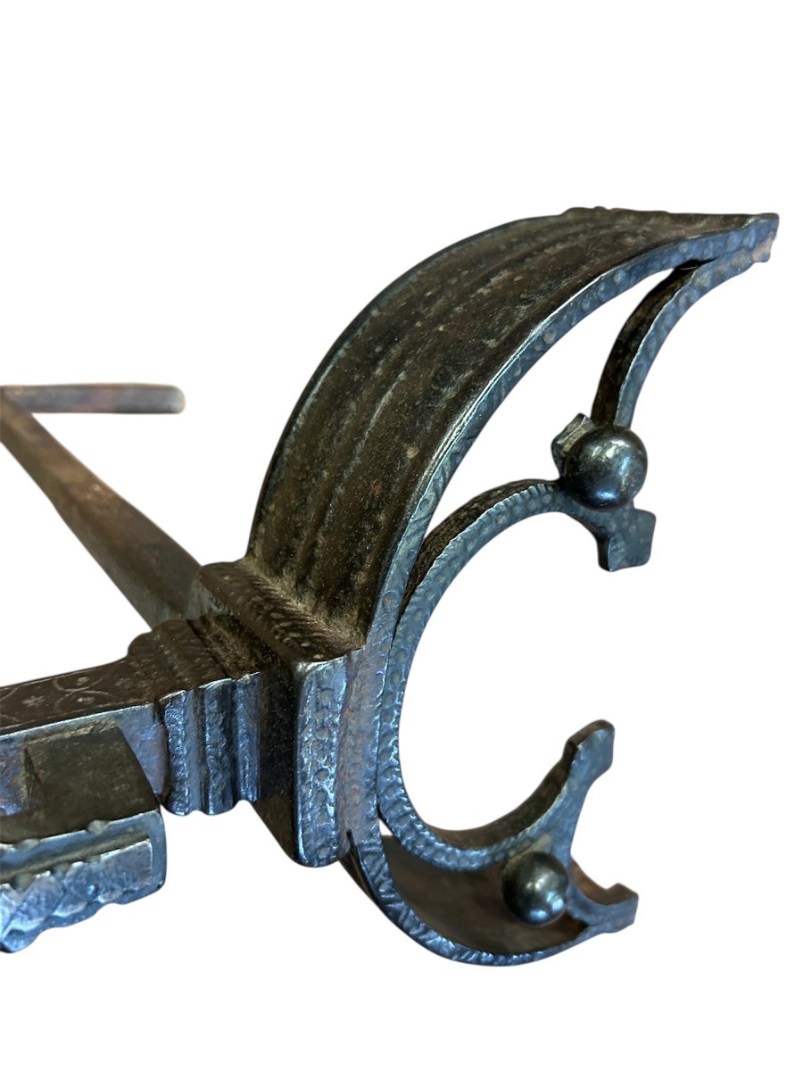 Paire De Chenets en fer forge'-photo-3