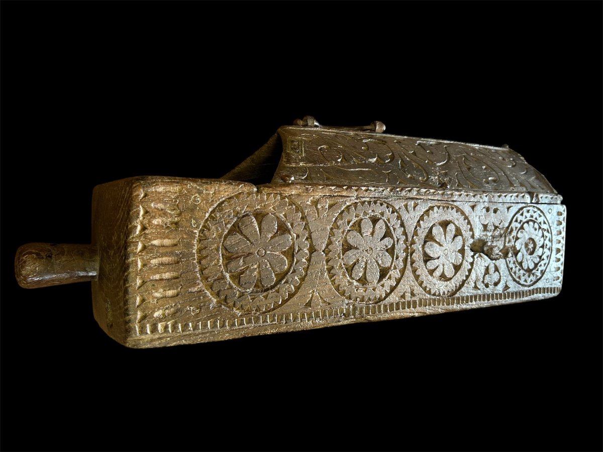 Récipient à grains en bois 17-18e siècle-photo-3