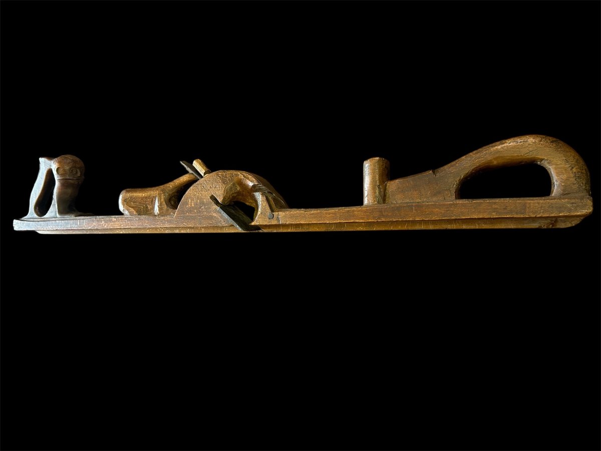 Rabot de charpentier en bois sculpté 18e-19e siècle-photo-6