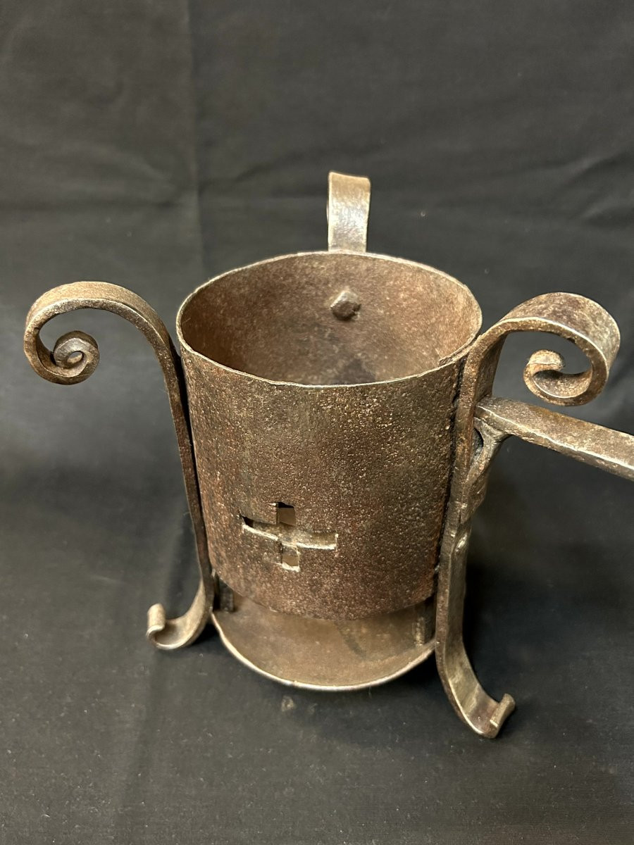 Portable Brazier In Wrought Iron-photo-3