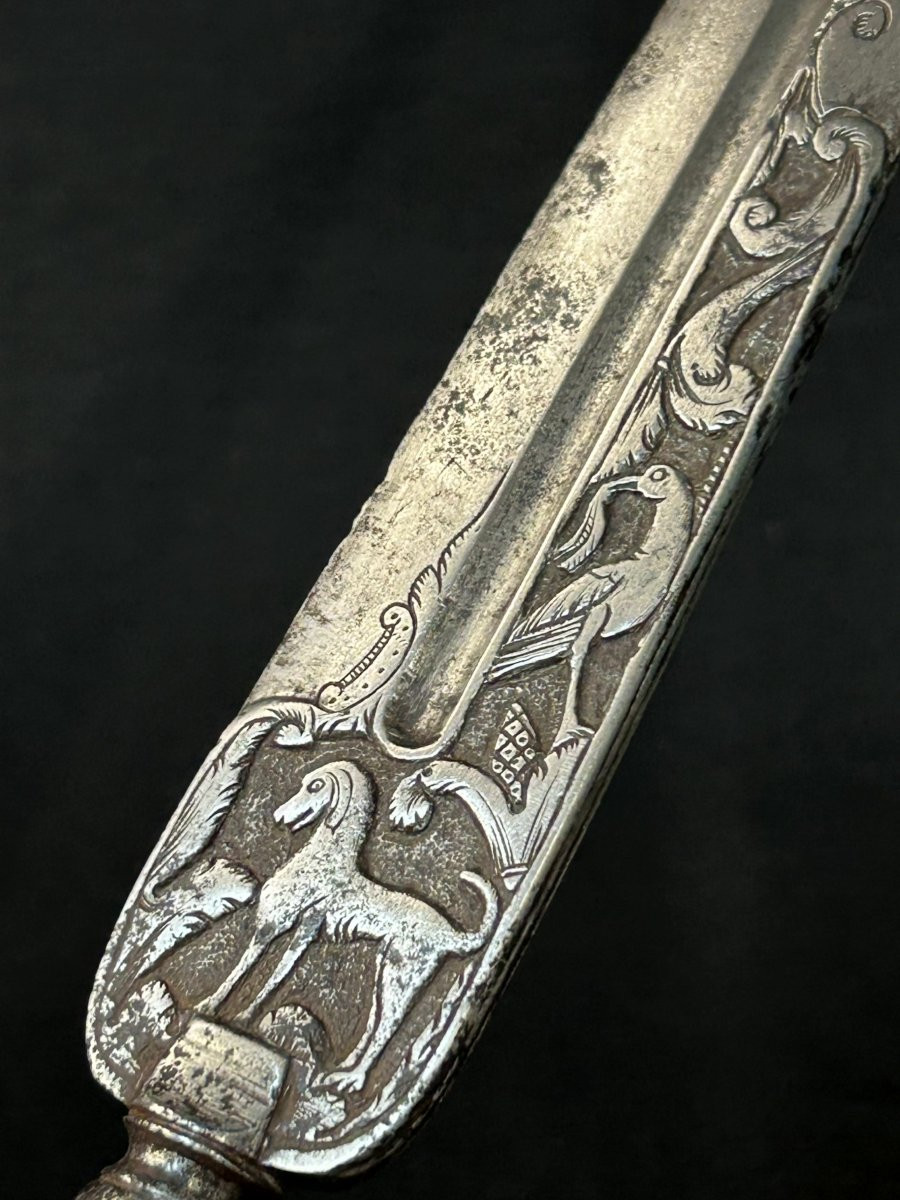 Couteau d'aristocrate en fer forgé avec manche en corne-photo-3