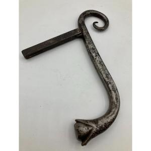 Forged And Figured Iron Door Knocker In The Shape Of A Snake