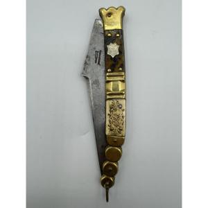 French Ink-painted Bone Brass Knife