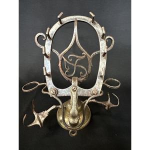 Wrought Iron And Bronze Inkwell Holder