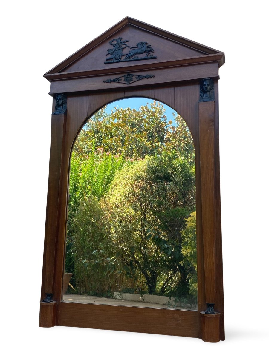 Grand Miroir en Bois Style Retour D'Egypte - 85x140cm - Circa 1900 -photo-1