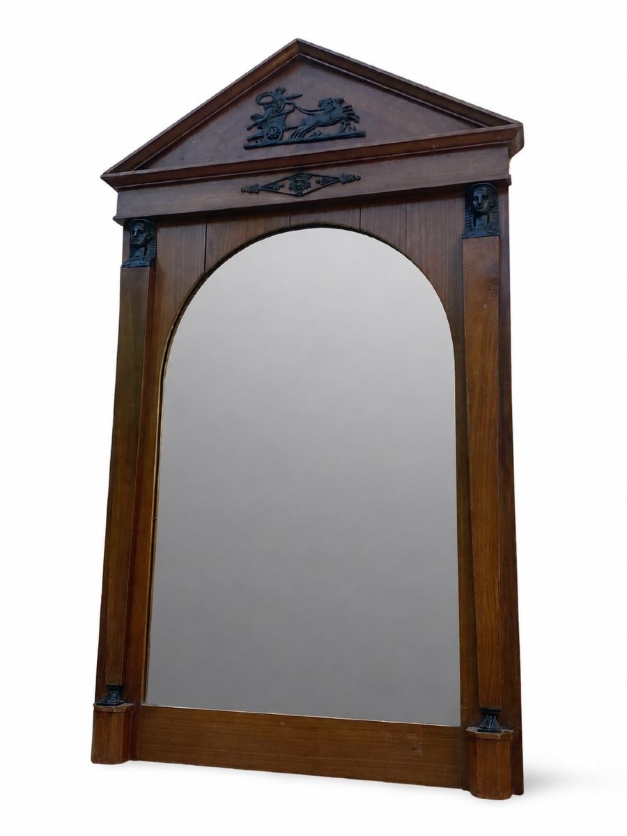 Grand Miroir en Bois Style Retour D'Egypte - 85x140cm - Circa 1900 