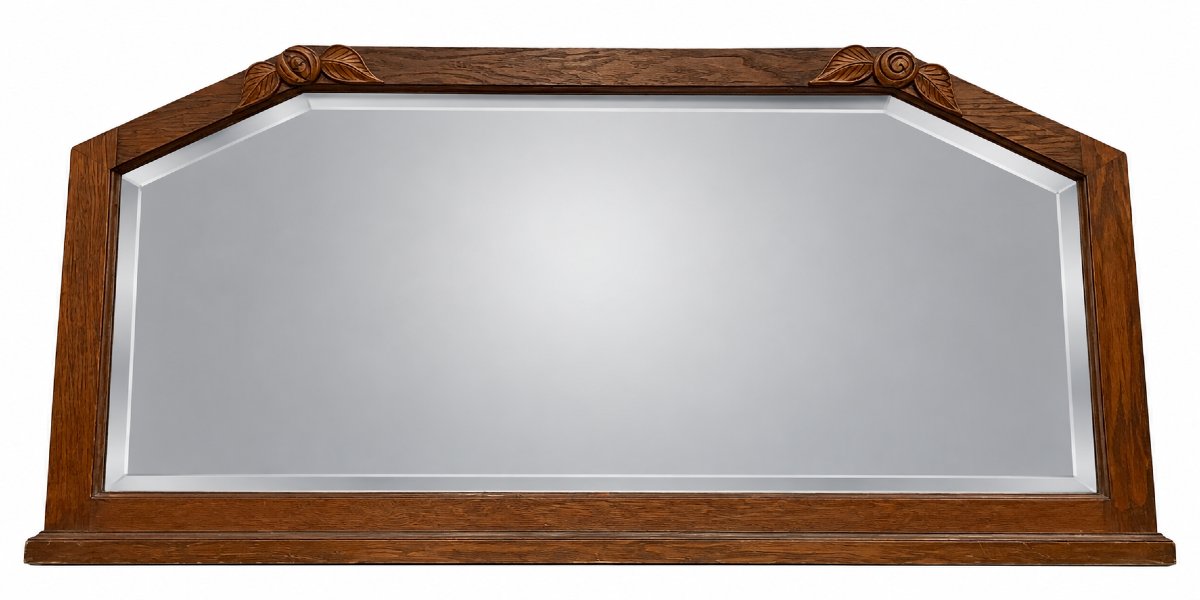 Large Art Deco Mirror Made Of Solid Wood - 120x65 Cm-photo-2