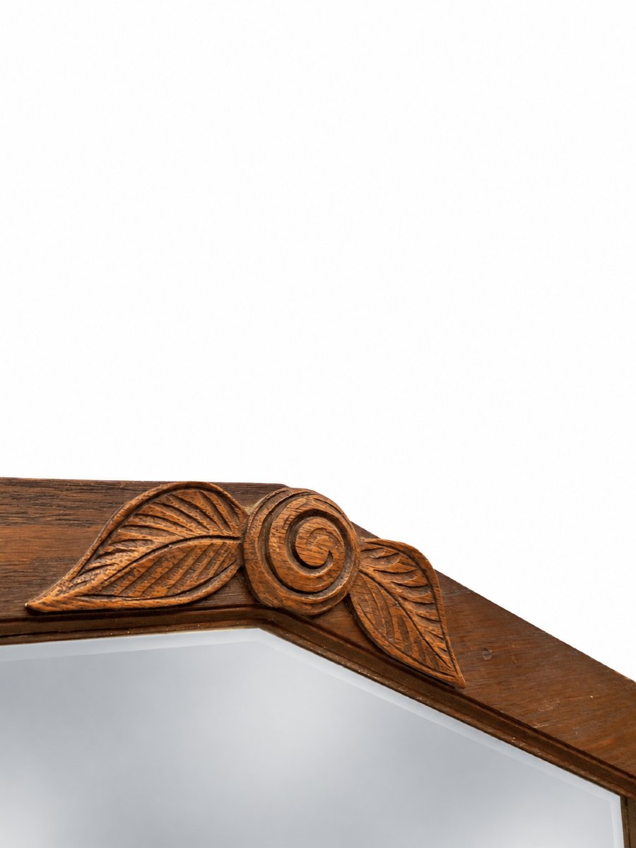 Large Art Deco Mirror Made Of Solid Wood - 120x65 Cm-photo-4
