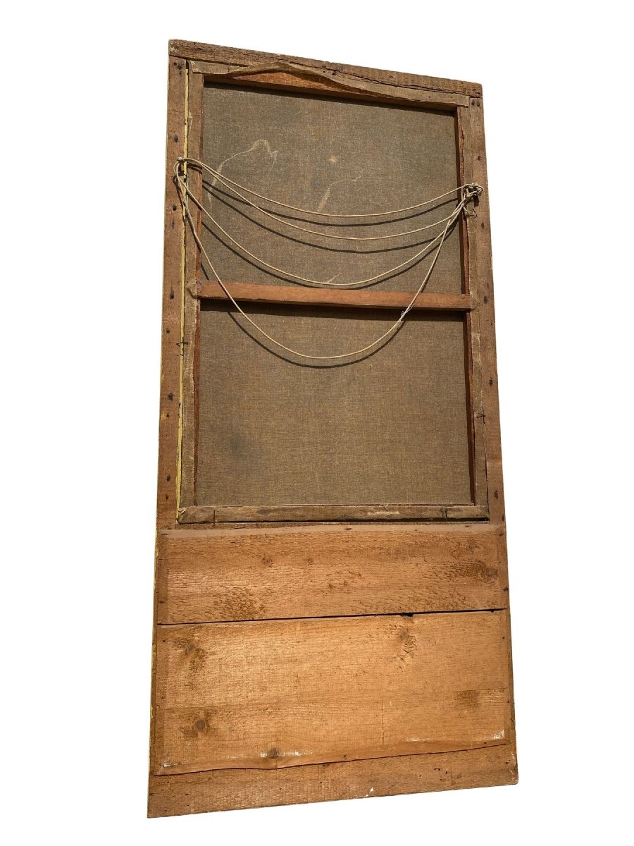 Large Gilded Wooden Trumeau - Napoleon III Period - 70 Cm X 140 Cm-photo-2