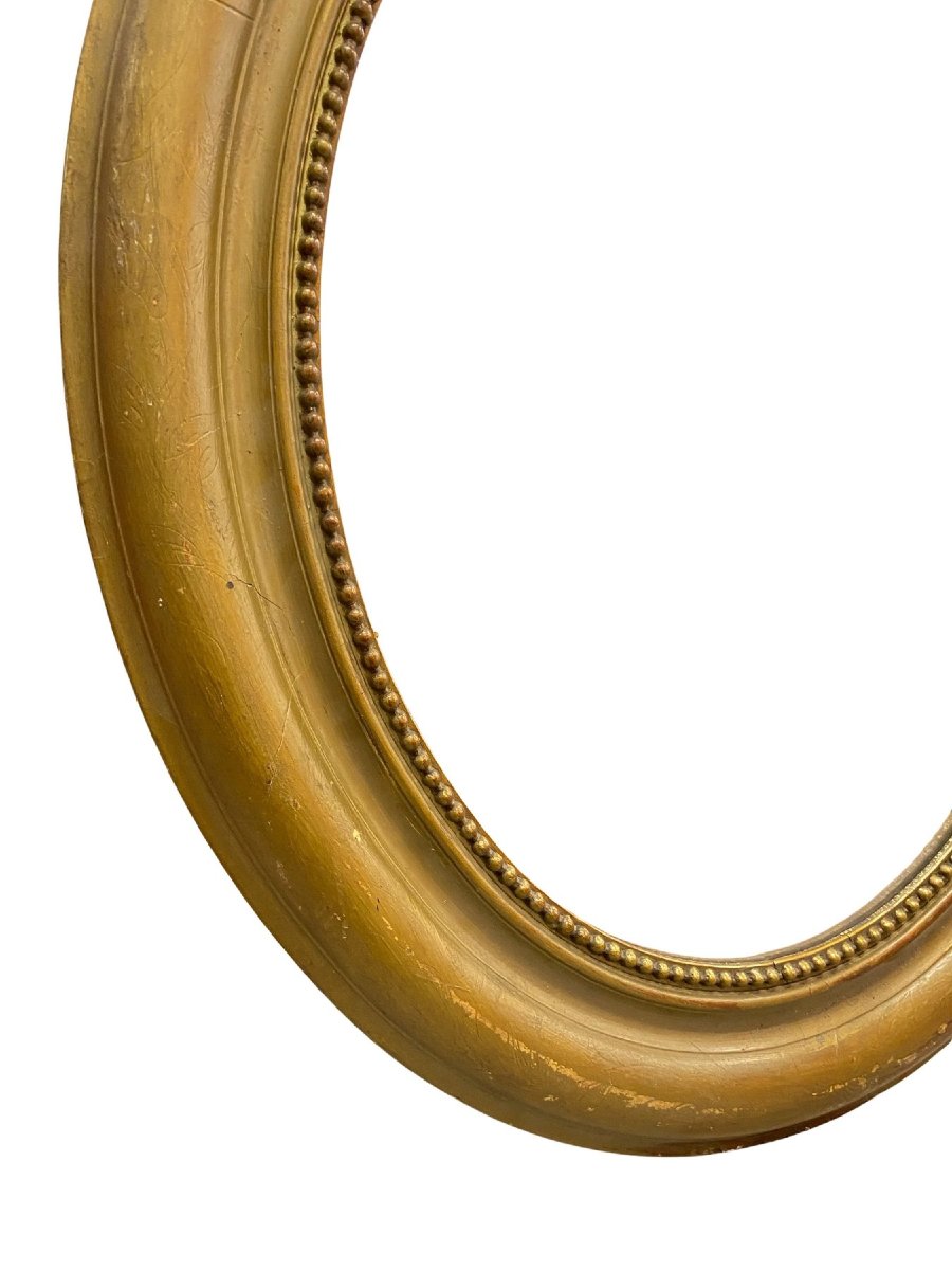 Oval Wall Mirror In Stuccoed And Gilded Wood - 19th Century - 65 Cm X 95 Cm-photo-2