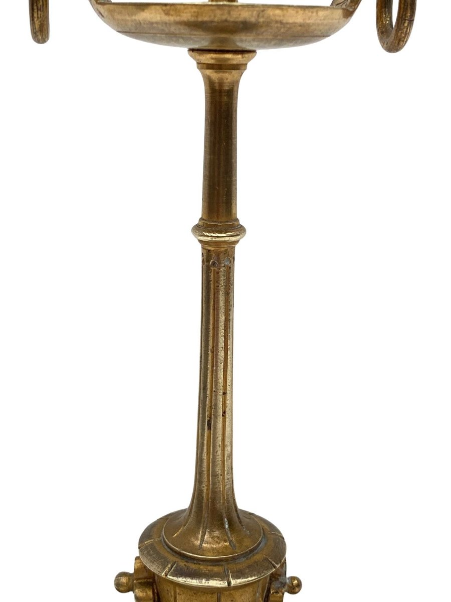 Gilded Bronze And Porcelain Candlestick - 19th Century - 25 Cm-photo-3