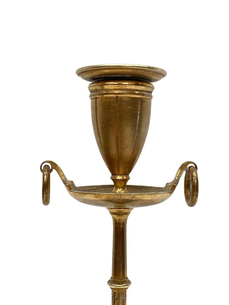 Gilded Bronze And Porcelain Candlestick - 19th Century - 25 Cm-photo-4