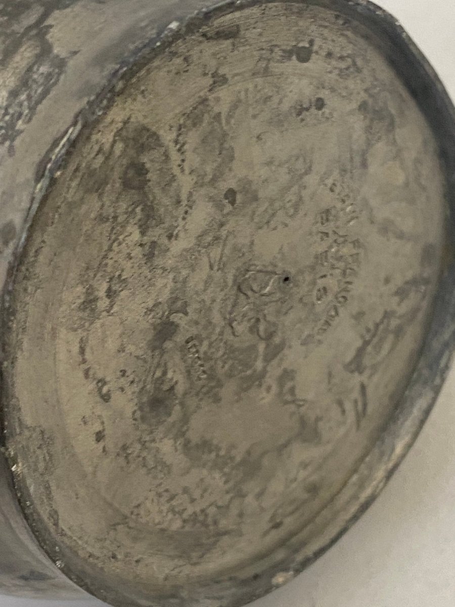 Vase Art Nouveau en Etain Signé A.Villien - Circa 1920 - 25cm-photo-2