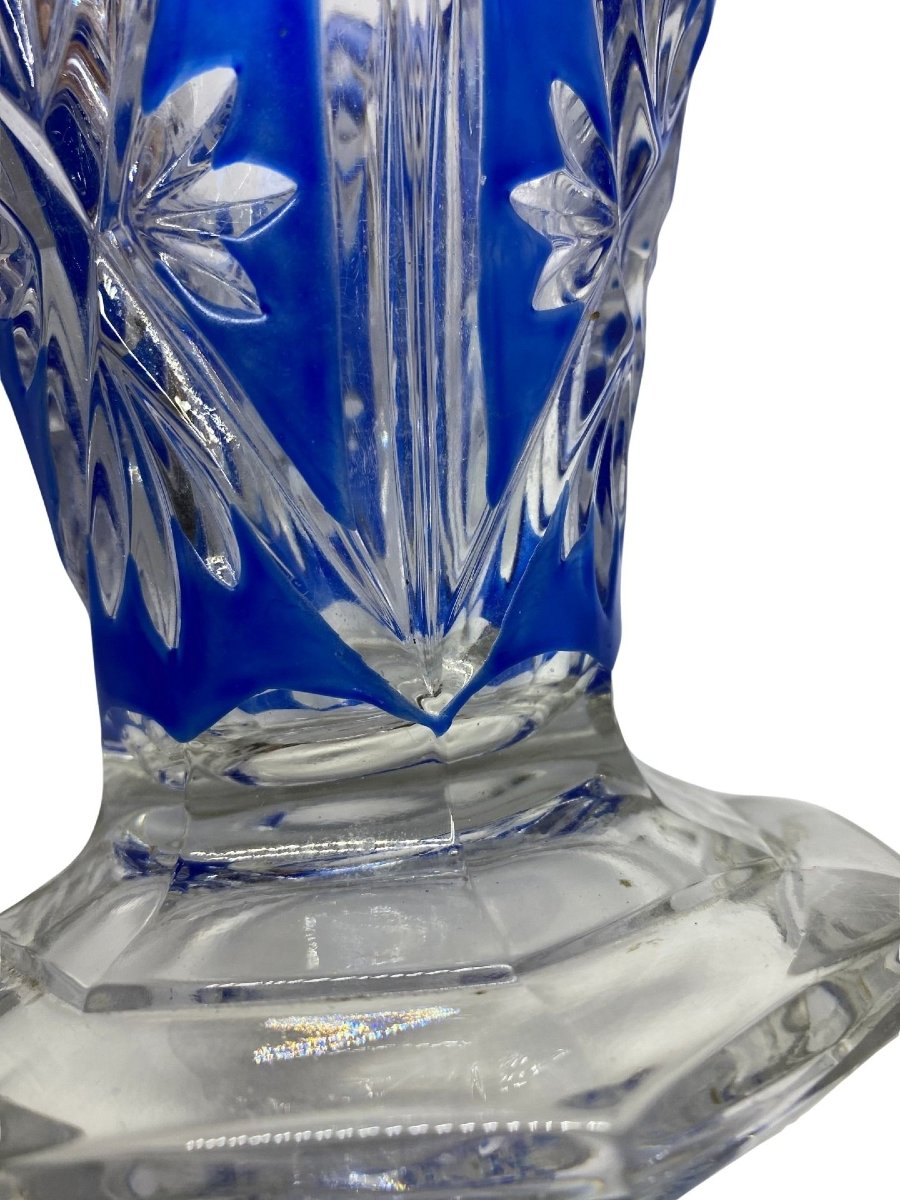 Blue Crystal Vase - 1960? - Height: 20 Cm-photo-2
