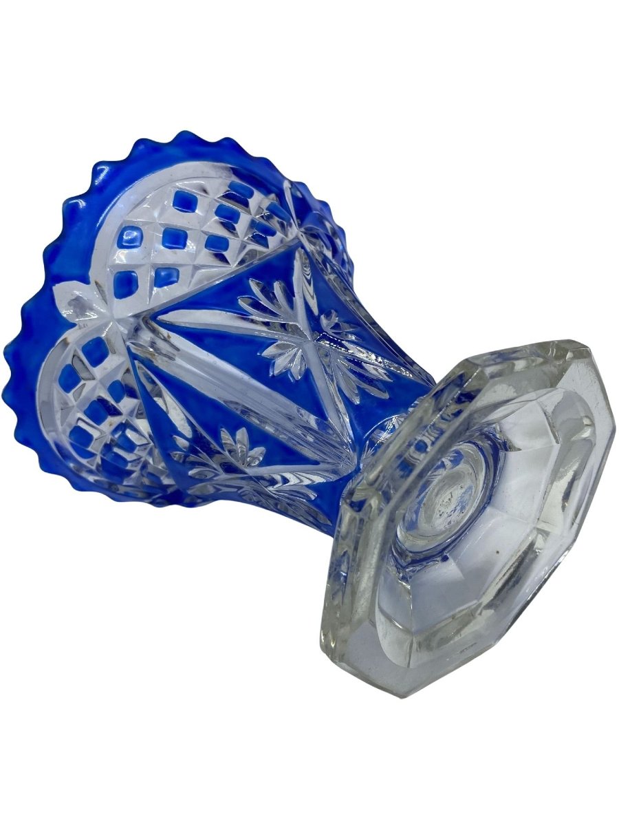 Blue Crystal Vase - 1960? - Height: 20 Cm-photo-3