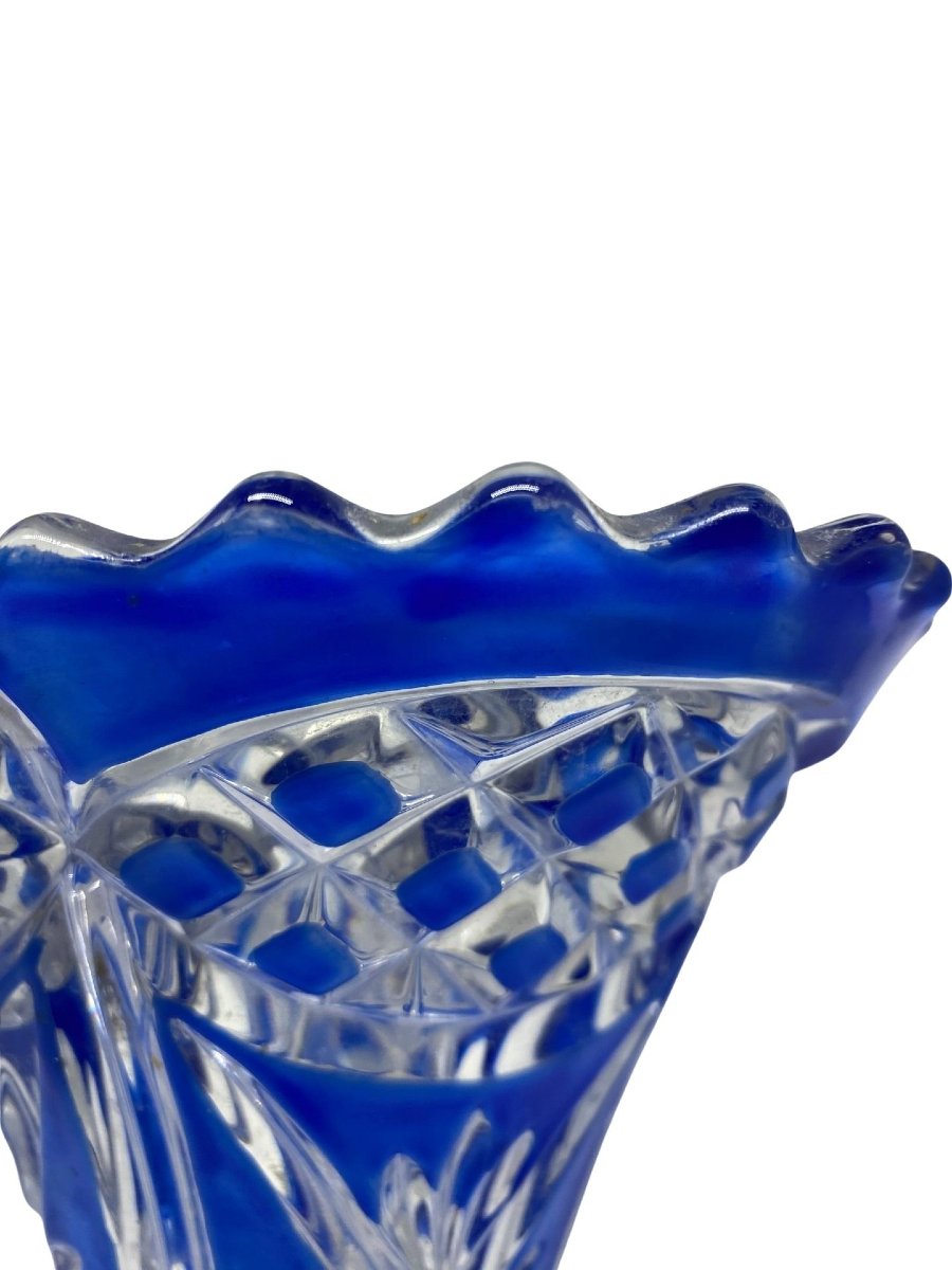 Blue Crystal Vase - 1960? - Height: 20 Cm-photo-4