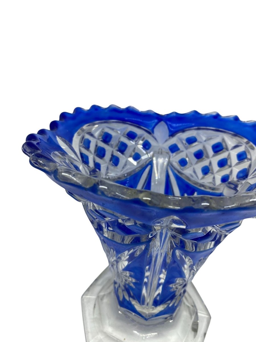 Blue Crystal Vase - 1960? - Height: 20 Cm-photo-1