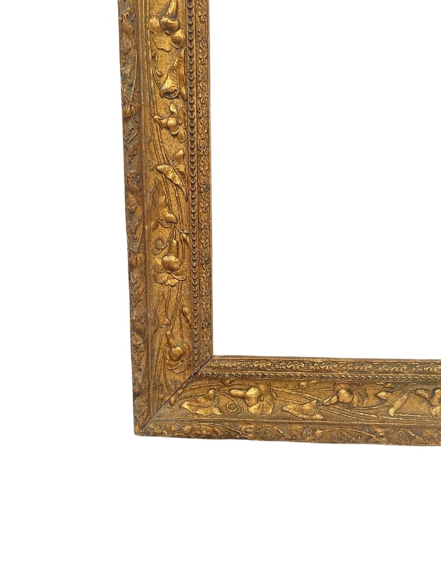 Grand Cadre en Bois Doré à La Feuille - 72x56cm - XIXème-photo-2