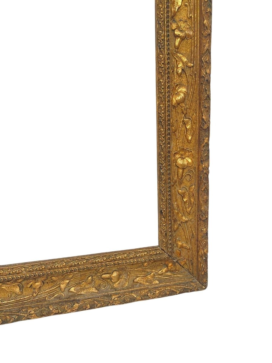 Grand Cadre en Bois Doré à La Feuille - 72x56cm - XIXème-photo-4