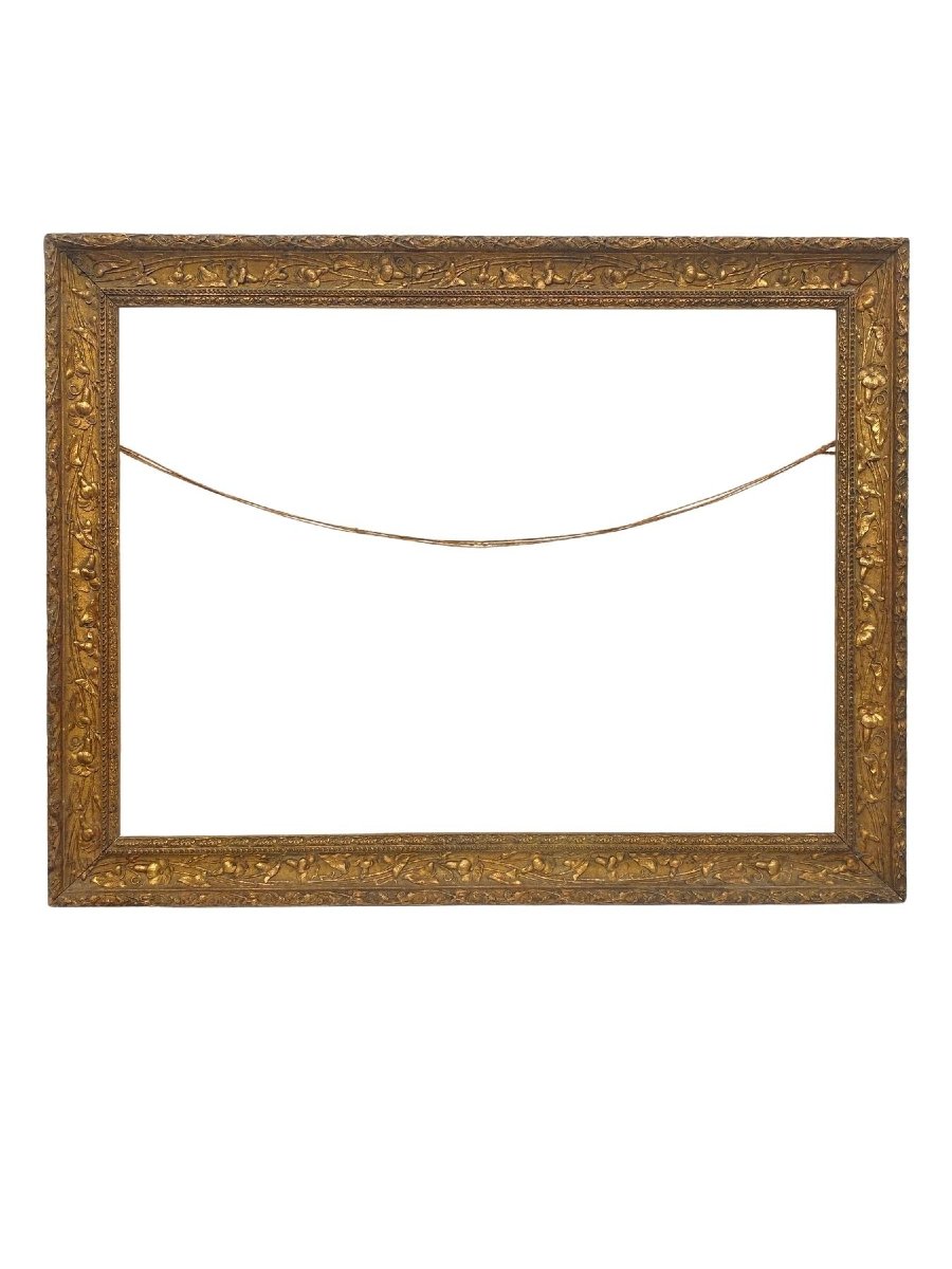 Grand Cadre en Bois Doré à La Feuille - 72x56cm - XIXème