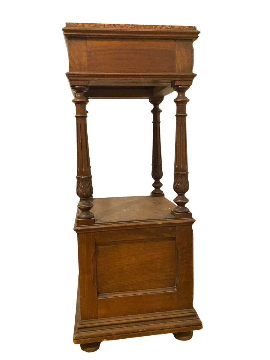 Chevet en Bois et Marbre Rose - Fin XIXème - Style Henri II-photo-2