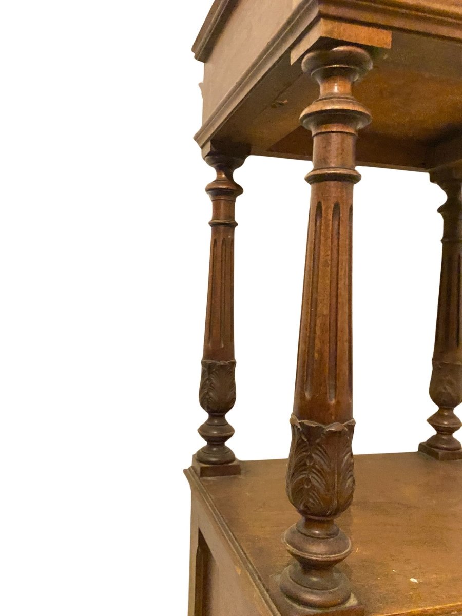 Chevet en Bois et Marbre Rose - Fin XIXème - Style Henri II-photo-1
