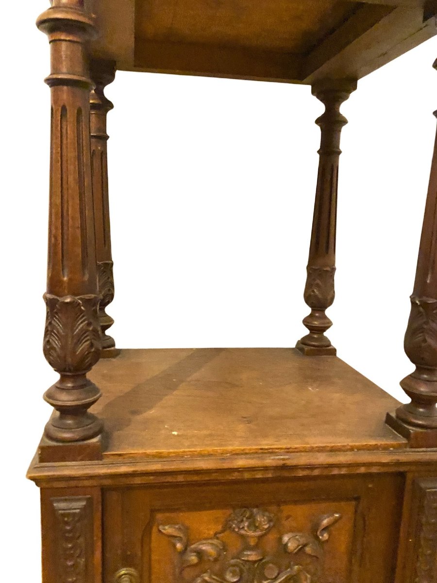 Chevet en Bois et Marbre Rose - Fin XIXème - Style Henri II-photo-2
