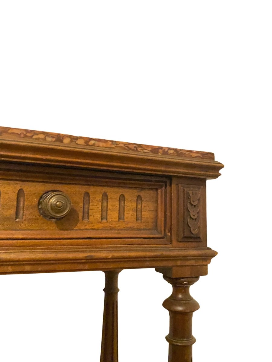 Chevet en Bois et Marbre Rose - Fin XIXème - Style Henri II-photo-3