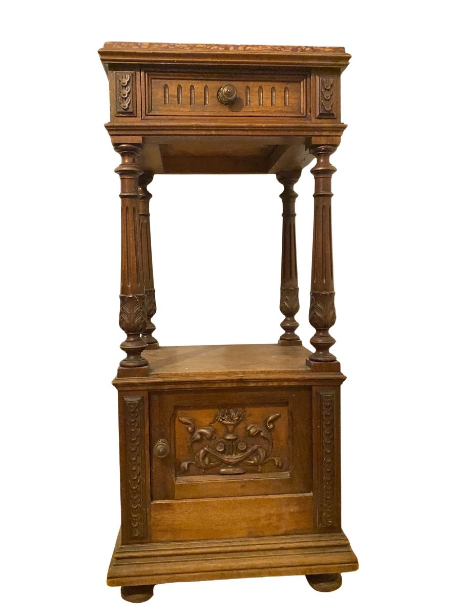 Chevet en Bois et Marbre Rose - Fin XIXème - Style Henri II