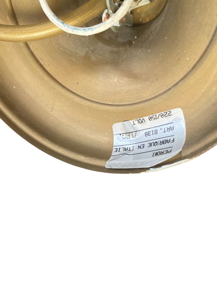 Lot de 2 Appliques - 1 lustre - 2 Globes PERONI Fabriqués en Italie - Vintage -photo-2