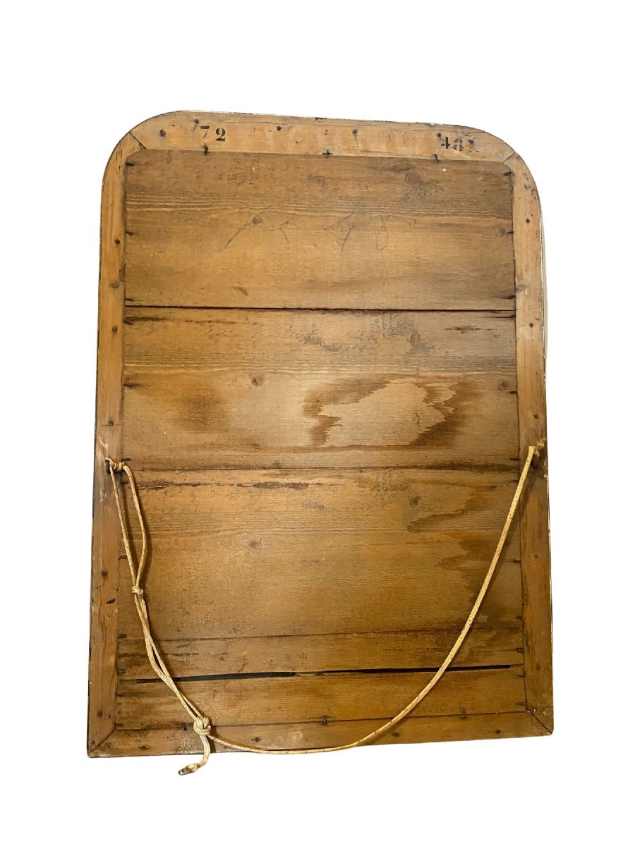 Miroir de Style Louis Philippe en Bois Stuqué et Doré - 60x85cm-photo-2