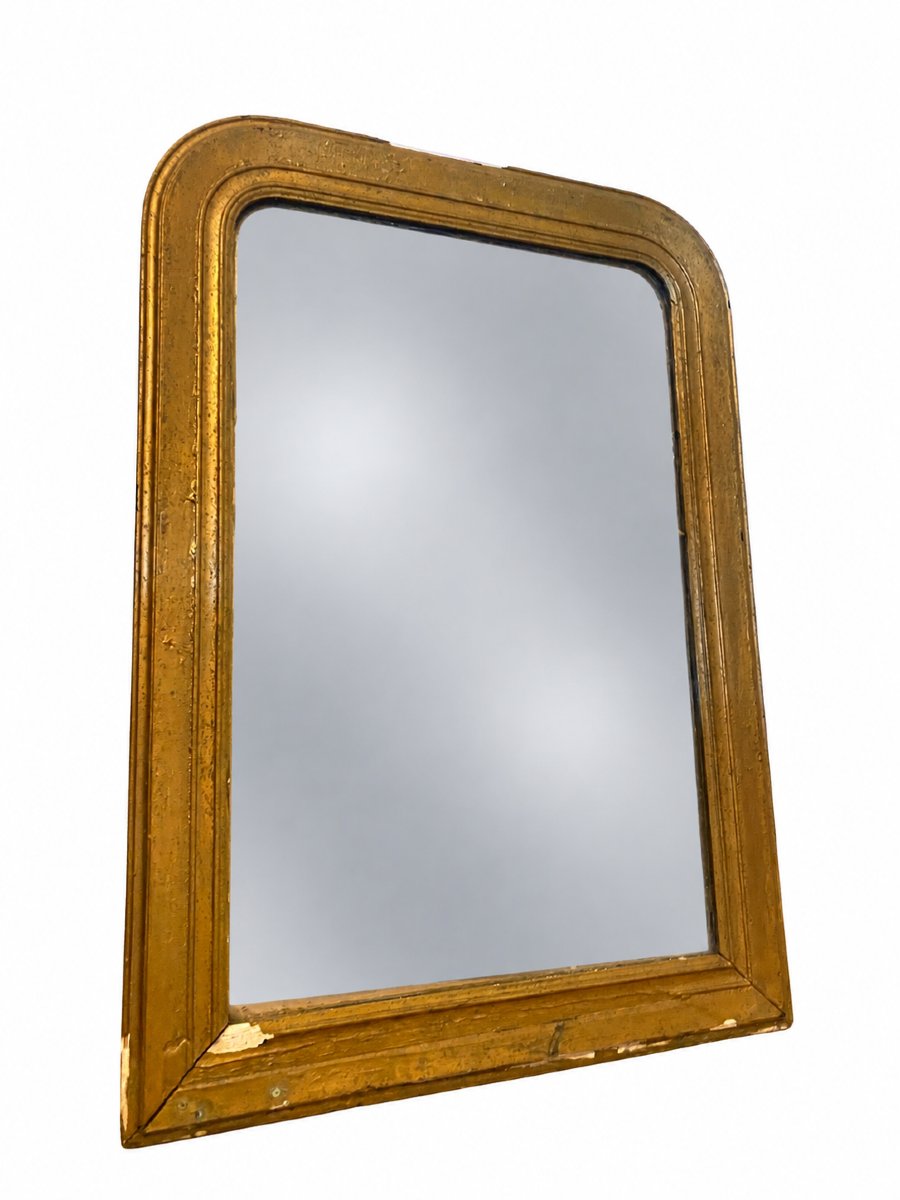 Miroir de Style Louis Philippe en Bois Stuqué et Doré - 60x85cm