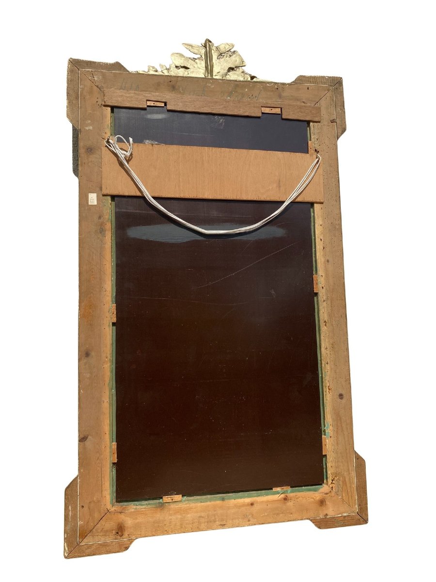 Large Louis XVI-style Wooden Mirror With Stucco And Gilding - 80x145 Cm - 19th Century-photo-4