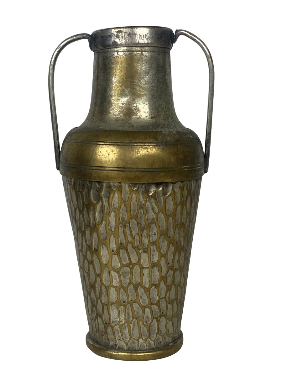 Hammered Brass Vase By Gebrüder Bing, Nuremberg—circa 1900-photo-1