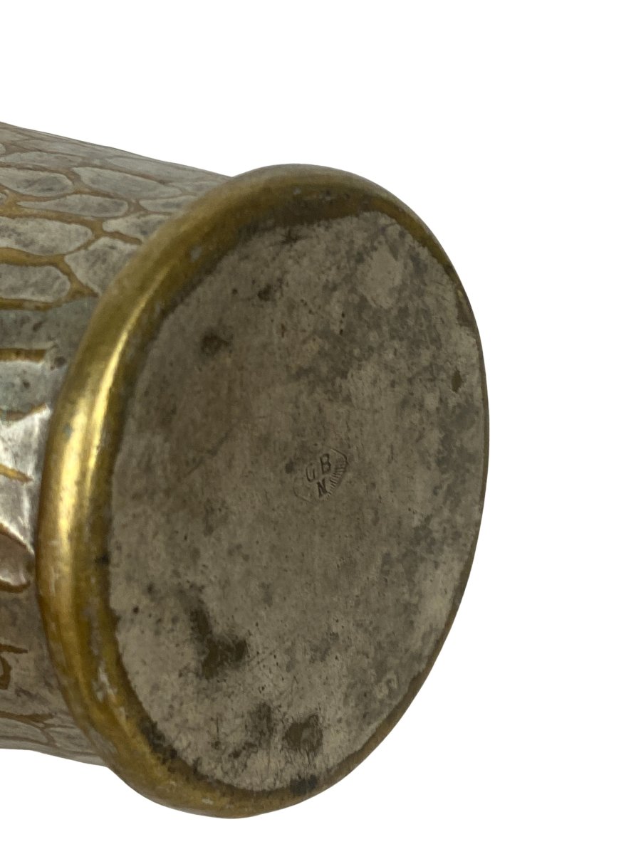 Hammered Brass Vase By Gebrüder Bing, Nuremberg—circa 1900-photo-4