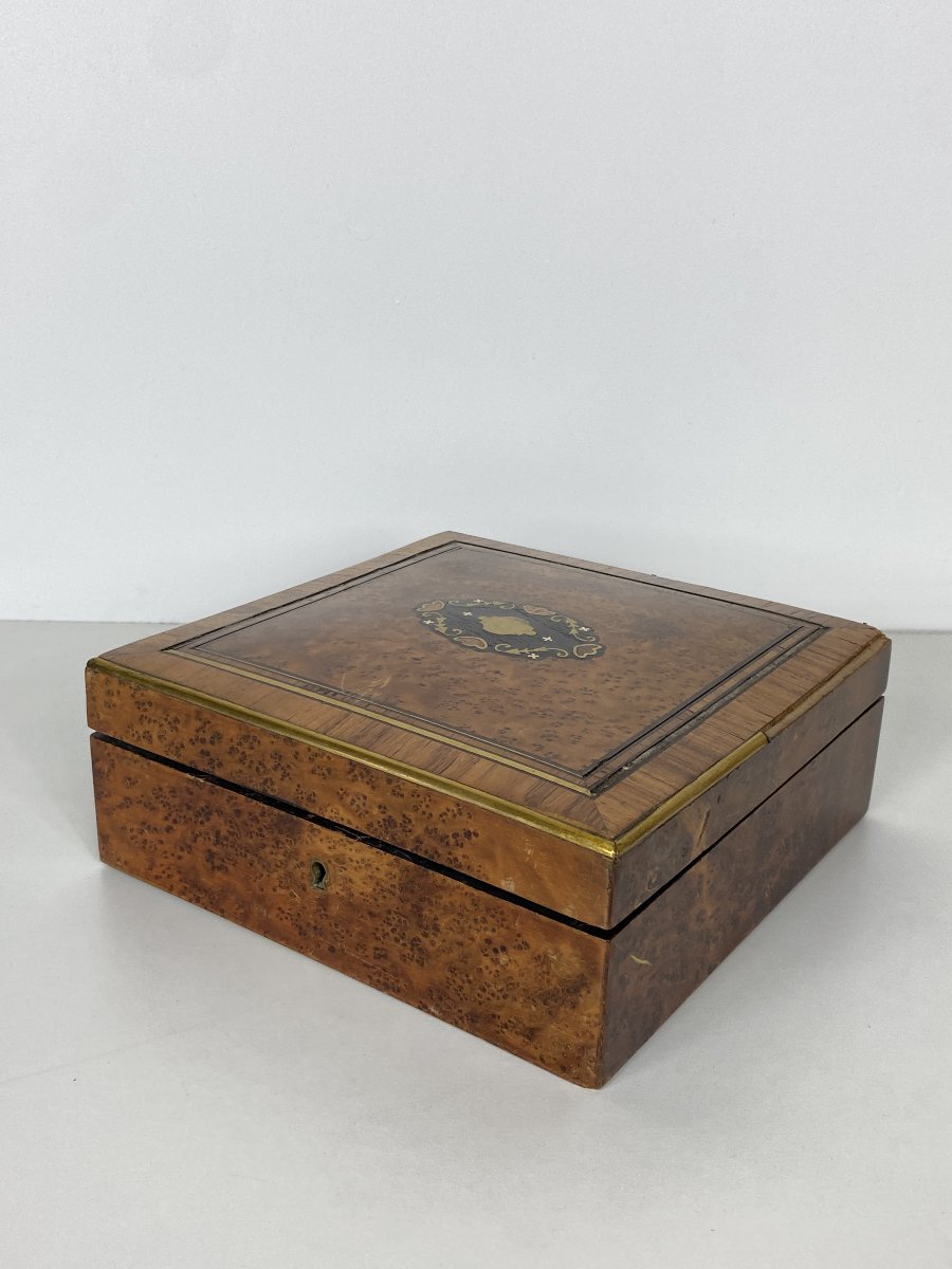 Napoleon III Marquetry Box, 20x8x20 Cm—19th Century-photo-2