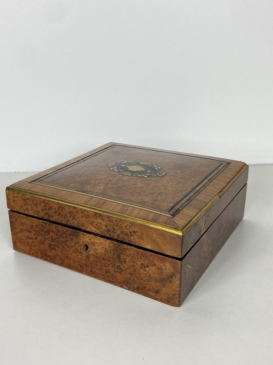 Napoleon III Marquetry Box, 20x8x20 Cm—19th Century