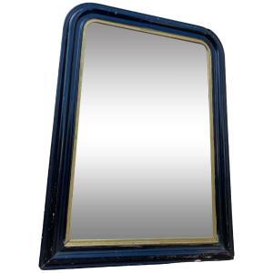 Grand Miroir en bois Noir et Doré d'époque Napoléon III - Style Louis Philippe - 62cm x 90cm