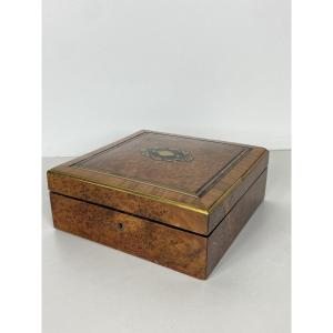 Boîte Napoléon III en Marqueterie, 20x8x20cm- XIXème
