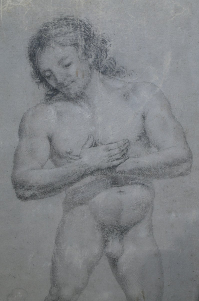 Beau Dessin d'Epoque Renaissance ' Homme Nu'-photo-2