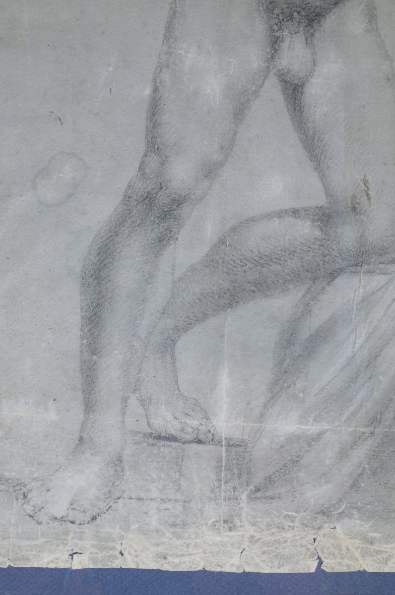 Beau Dessin d'Epoque Renaissance ' Homme Nu'-photo-1