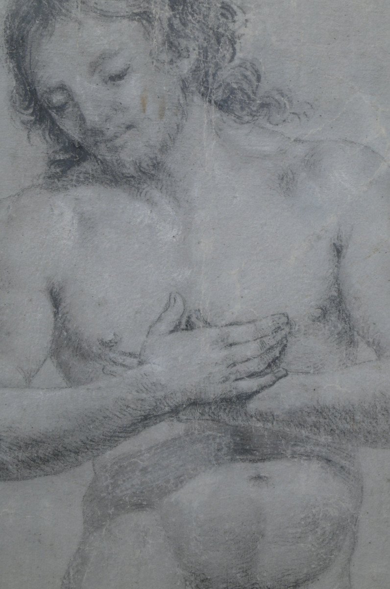Beau Dessin d'Epoque Renaissance ' Homme Nu'-photo-2