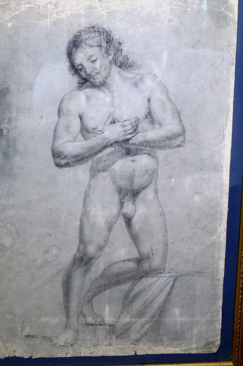 Beau Dessin d'Epoque Renaissance ' Homme Nu'