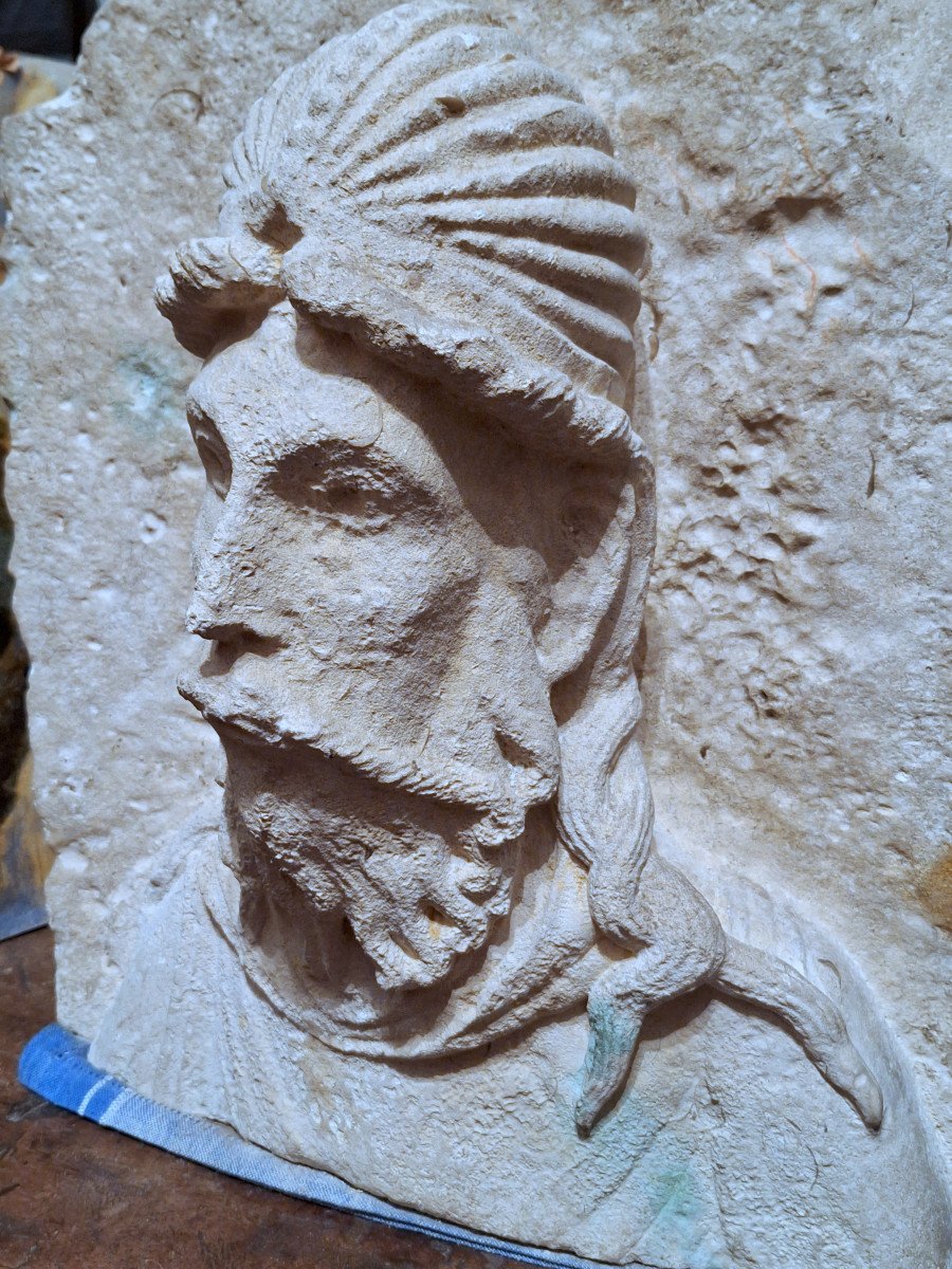 Tres Rare Buste Roman En  Pierre ' Le Christ' Art Francaise Du XII° Siecle-photo-3