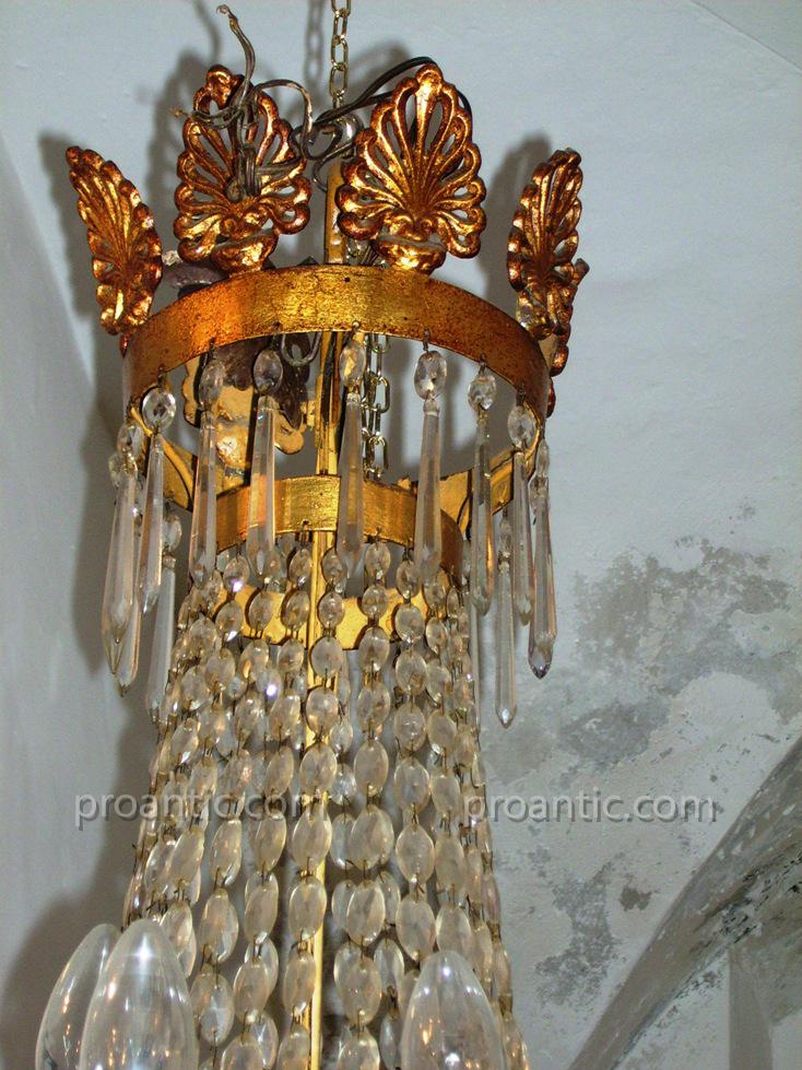 In Metal Chandelier Mongolfiere Dore 'and Crystal Debut XIX-photo-2