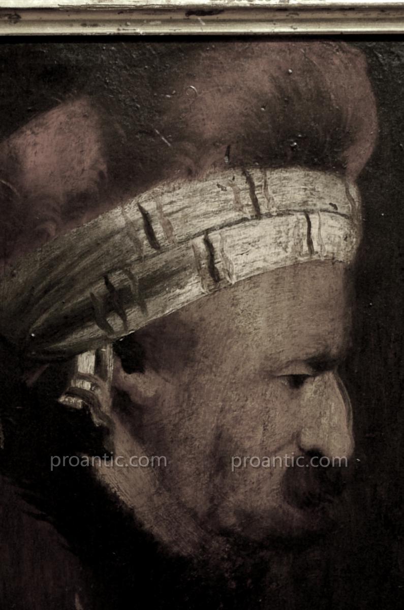 Peinture Sur Bois 'portrait d'Un Homme Oriental Avec Chapeau' W. DIETRICH-photo-2
