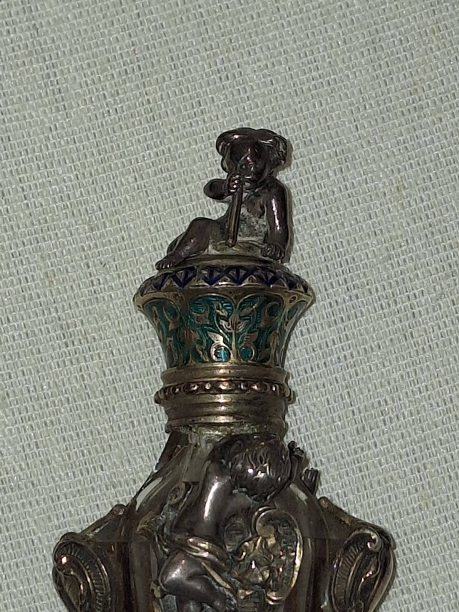 Silver, Enamel, And Crystal Perfume Bottle-photo-2